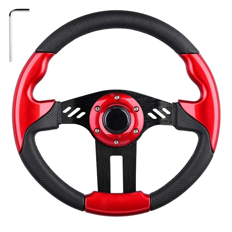 LEAPGOMAX Golf Cart Steering Wheel with Premium Grip Leather fit EZGO TXT/RXV, Club Car DS/Precedent/Tempo/Onward, Yamaha G1-G29 Golf Carts, Universal Golf Cart Steering Wheel with Ergonomic Design - Image 1